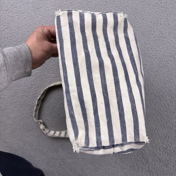 Baggu Tote Bag White Canvas Double Handle Nautical Sailor Stripe Shoulder - Picture 4 of 16